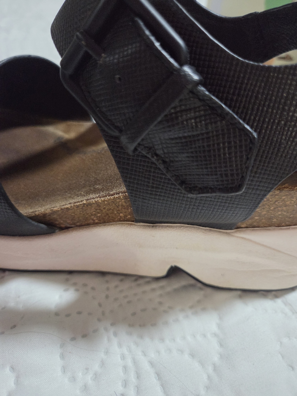 Sofft Black Strappy Cork Wedge Sandal with White Platform - Picture 5 of 6